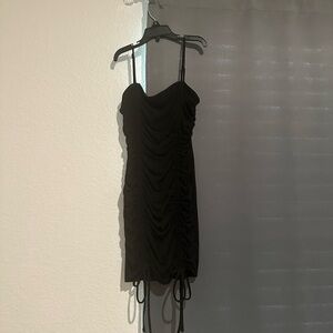 Iris Black Ruched Mini Dress